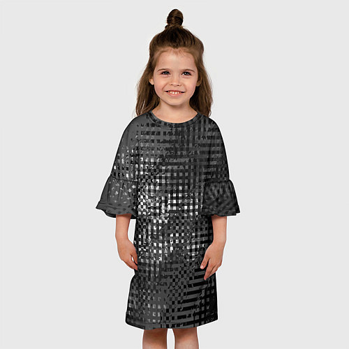 Детское платье Тёмный чёрно-серый абстарктный / 3D-принт – фото 3