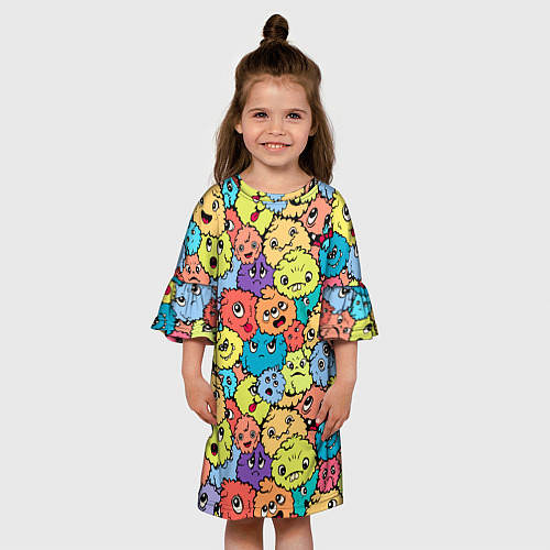 Детское платье Милые монстрики пришельцы / 3D-принт – фото 3