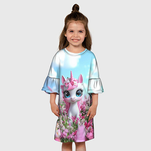 Детское платье Единорожка в цветочках / 3D-принт – фото 3