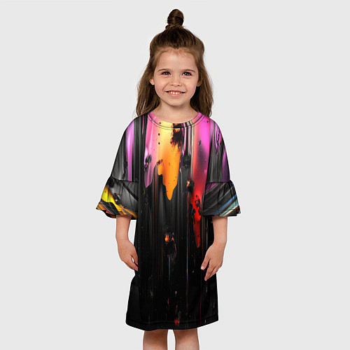 Детское платье Разноцветная рельефная краска текстура / 3D-принт – фото 3