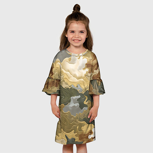 Детское платье Золотистый камуфляж / 3D-принт – фото 3
