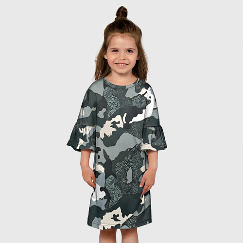Детское платье Темно зеленый камуфляж / 3D-принт – фото 3
