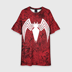 Платье клеш для девочки Знак венома на красном, цвет: 3D-принт