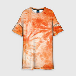 Платье клеш для девочки Оранжевый тай-дай пятна, цвет: 3D-принт