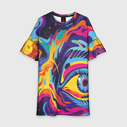 Платье клеш для девочки Глаза вселенной, цвет: 3D-принт