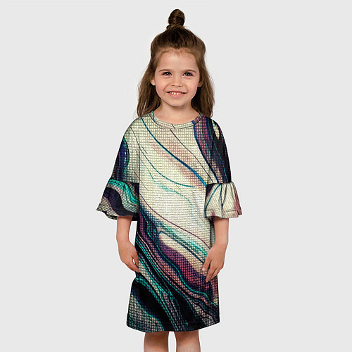 Детское платье Абстракция тёмные краски с текстурой / 3D-принт – фото 3