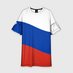 Платье клеш для девочки Флаг России волной, цвет: 3D-принт