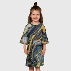 Платье клеш для девочки Золотые диагонали, цвет: 3D-принт — фото 2