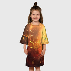 Платье клеш для девочки Золотая блестящая текстура, цвет: 3D-принт — фото 2