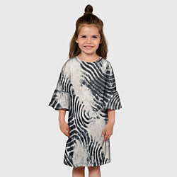 Платье клеш для девочки Текстура гранж - абстрактные линии, цвет: 3D-принт — фото 2