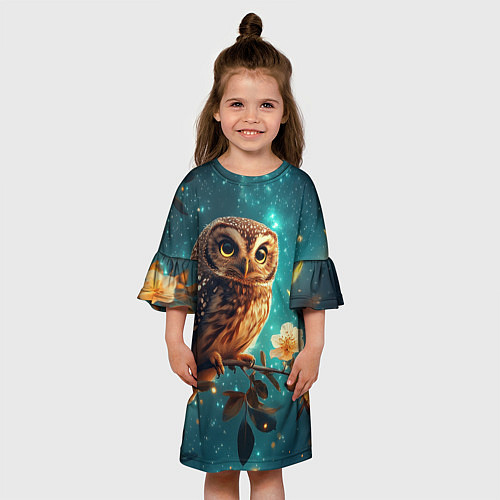 Детское платье Сова на фоне ночного неба / 3D-принт – фото 3