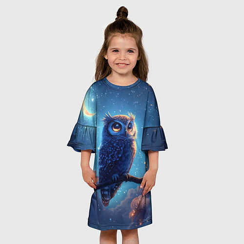Детское платье Сова на фоне ночного неба / 3D-принт – фото 3