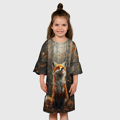 Детское платье Довольный лис в лесной чаще / 3D-принт – фото 3