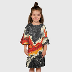 Платье клеш для девочки Красно-черная потертая текстура, цвет: 3D-принт — фото 2