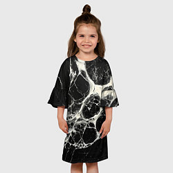 Платье клеш для девочки Бело-черная потертая текстура, цвет: 3D-принт — фото 2