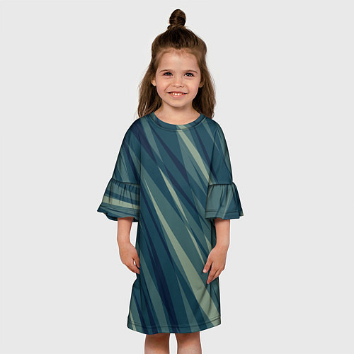 Детское платье Зеленовато-синий полосы / 3D-принт – фото 3
