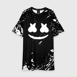 Платье клеш для девочки Marshmello брызги красок, цвет: 3D-принт