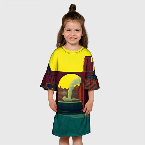 Детское платье Арт с поездом / 3D-принт – фото 3