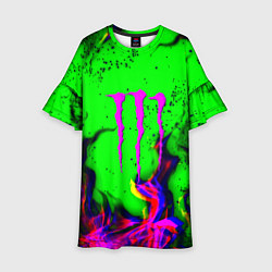 Платье клеш для девочки Monster Energy flame, цвет: 3D-принт
