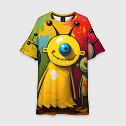 Платье клеш для девочки Арт с человечками, цвет: 3D-принт
