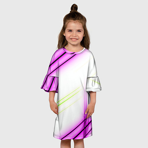 Детское платье Green white pink line / 3D-принт – фото 3