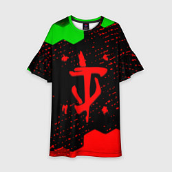 Платье клеш для девочки Doom лого соты текстура, цвет: 3D-принт