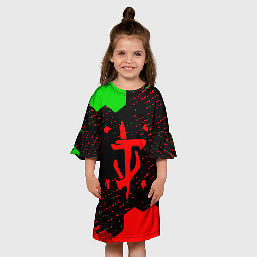 Детское платье Doom лого соты текстура / 3D-принт – фото 3