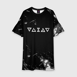 Платье клеш для девочки Ведьмак лого серые краски, цвет: 3D-принт