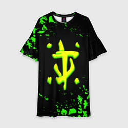 Платье клеш для девочки Doom x fallout кислотное лого, цвет: 3D-принт