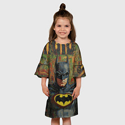 Платье клеш для девочки Текстурный Бэтмен, цвет: 3D-принт — фото 2