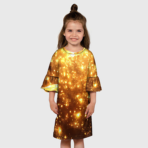 Детское платье Золотые блестки потертая текстура / 3D-принт – фото 3