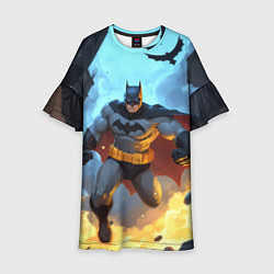 Платье клеш для девочки Бэтмен в прыжке, цвет: 3D-принт