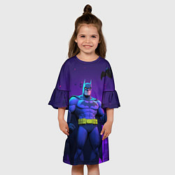Платье клеш для девочки Бэтмен объемная модель, цвет: 3D-принт — фото 2