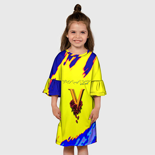 Детское платье Cyberpunk краски неоновые / 3D-принт – фото 3
