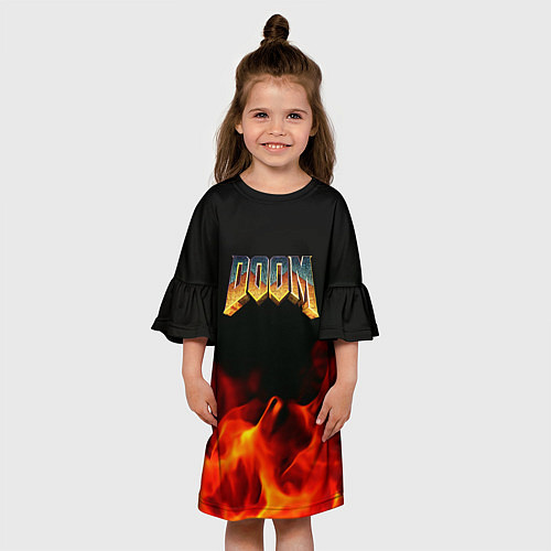Детское платье Doom огненная текстура / 3D-принт – фото 3