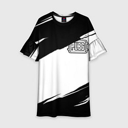 Платье клеш для девочки PUBG черно белые краски, цвет: 3D-принт