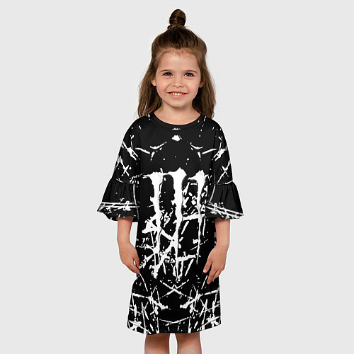 Детское платье Monster energy белые штрихи краско / 3D-принт – фото 3