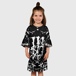 Платье клеш для девочки Monster energy белые штрихи краско, цвет: 3D-принт — фото 2