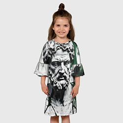 Платье клеш для девочки Зарисовка античной статуи, цвет: 3D-принт — фото 2