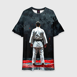 Платье клеш для девочки Айкидоист на черном, цвет: 3D-принт