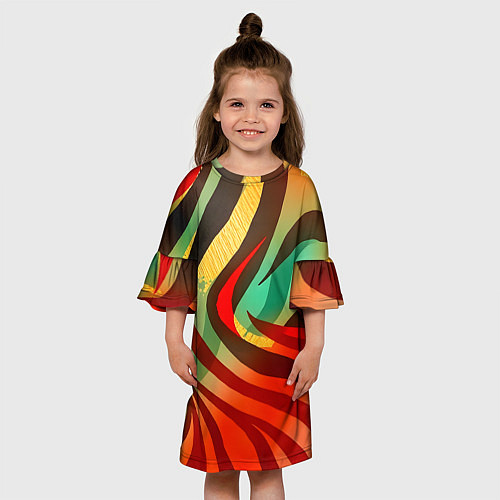 Детское платье Жаркая полосатая абстракция / 3D-принт – фото 3