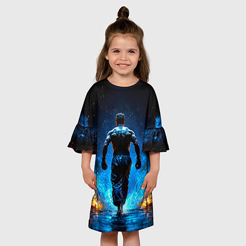 Детское платье Боец крав-мага в синем пламени / 3D-принт – фото 3