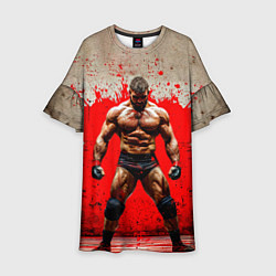 Платье клеш для девочки Реслер на красном, цвет: 3D-принт