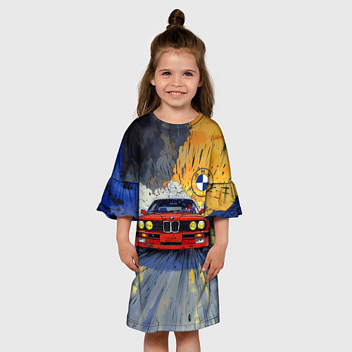 Детское платье Красная BMW на скорости / 3D-принт – фото 3