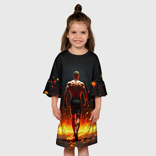 Детское платье Боксер и огонь / 3D-принт – фото 3