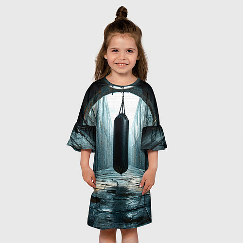 Детское платье Боксерская груша на черном / 3D-принт – фото 3