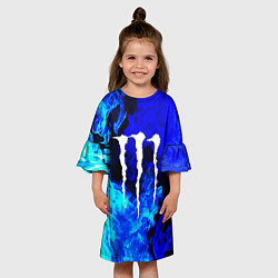 Платье клеш для девочки Monster energy синий дым, цвет: 3D-принт — фото 2
