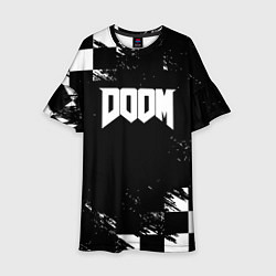 Платье клеш для девочки Doom краски клетка, цвет: 3D-принт
