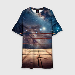 Платье клеш для девочки Космический ринг, цвет: 3D-принт