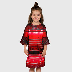 Платье клеш для девочки Красный ринг, цвет: 3D-принт — фото 2